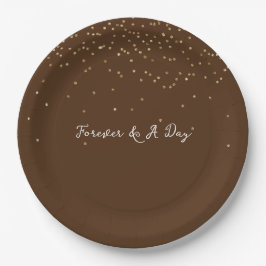 Plato De Papel Chocolate Brown Gold Glam Confetti