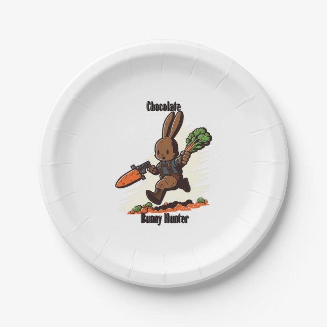 Plato De Papel Chocolate Bunny Hunter (Anverso)
