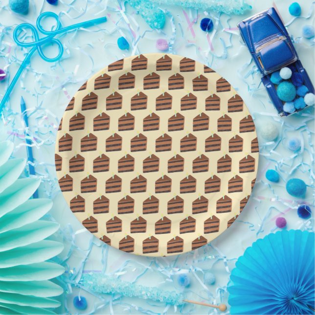 Plato De Papel Chocolate Cake Slice (Fiesta)