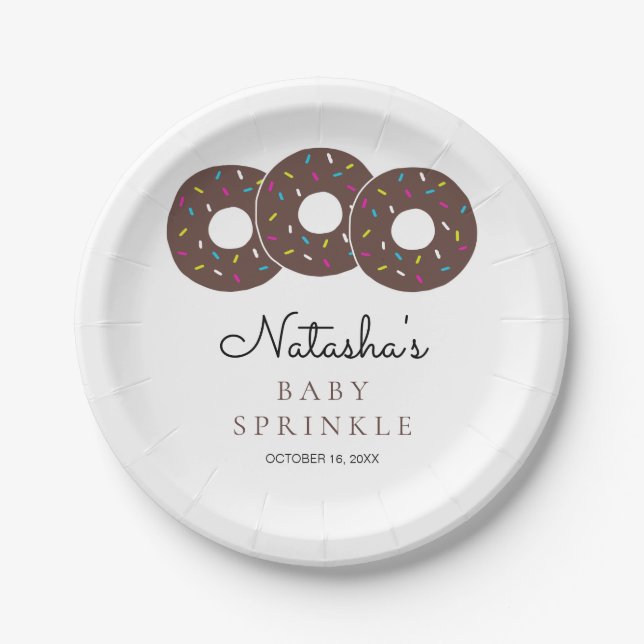 Plato De Papel Chocolate cutáneo donuts Baby Shower (Anverso)