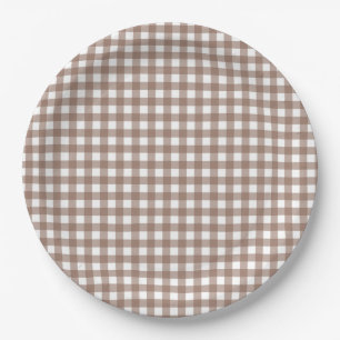Plato De Papel Chocolate Faye y Lauren Fall Brown Gingham