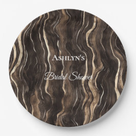 Plato De Papel Chocolate Gold Swirls Floral Bridal Shower