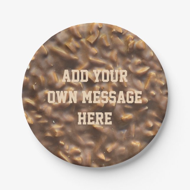 Plato De Papel Chocolate Granular Personalizado Texto Personaliza (Anverso)