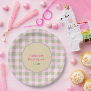 Plato De Papel Chocolate rosa para baby shower
