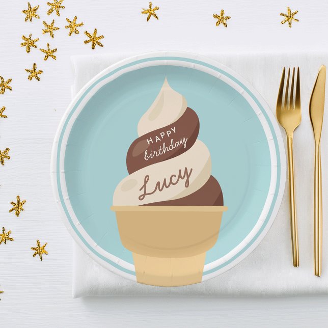 Plato De Papel Chocolate Swirl Hielo Crema Niños Cumpleaños Fiest (Subido por el creador)