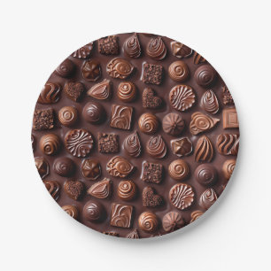 Plato De Papel Chocolate Única Cumpleaños Bonito Comida de Moda
