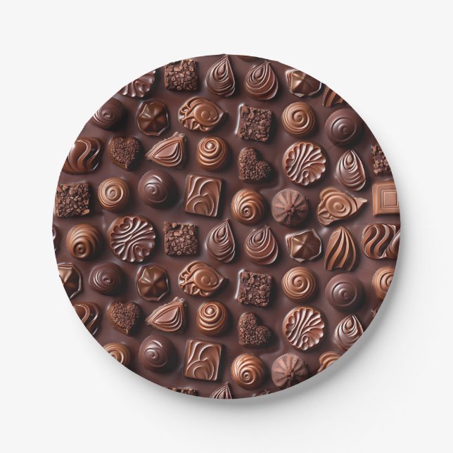 Plato De Papel Chocolate Única Cumpleaños Bonito Comida de Moda (Anverso)
