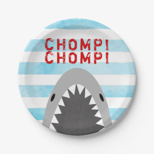 Plato De Papel Chomp Chomp Tema del tiburón Cumpleaños Niño strip