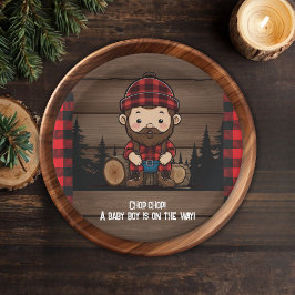 Plato De Papel ¡Chop Chop! Rustic Lumberjack Flannel Baby Shower