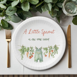 Plato De Papel Chorre de Ropa para Baby Shower de Granja Pequeño