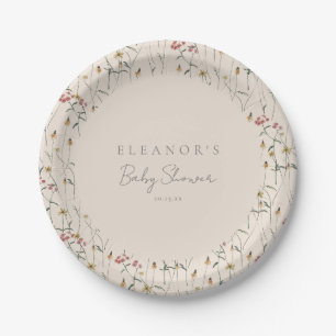 Plato De Papel Chorreada de Flor Silvestre Floral Cumple de Baby