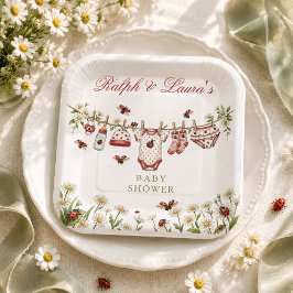 Plato De Papel Chorreada de flores silvestres de mariquita para b