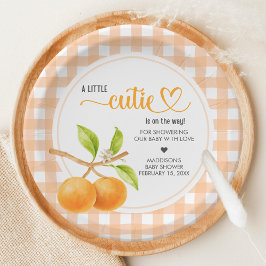 Plato De Papel Chorreado Naranja Baby Shower