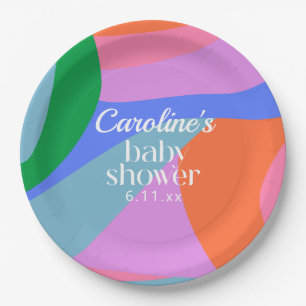 Plato De Papel Chorreo abstracto moderno personalizado para baby