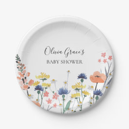 Plato De Papel Chorro de bebé floral acuarela de flores silvestre