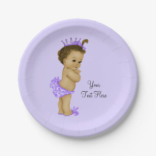 Plato De Papel Chorro de Bebé Princesa Étnica