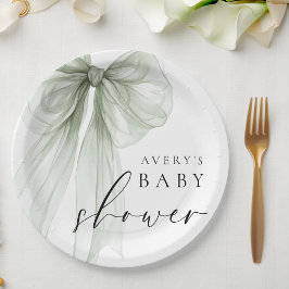Plato De Papel Chorro de hierba blanca elegante Baby Shower
