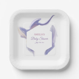 Plato De Papel Chorro de Lavanda en Hexágono para Baby Shower en 