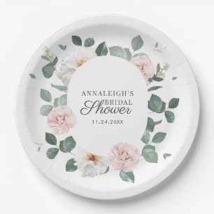 Plato De Papel Chorro de novia con aguarela de verde floral