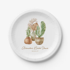 Plato De Papel Chorro de novia de cactus Pampas estilo boho con a
