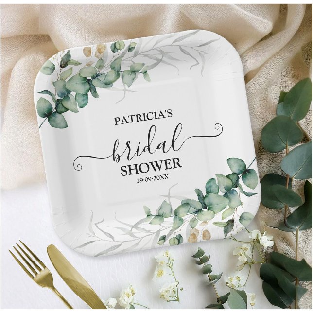 Plato De Papel Chorro de Novia Verde Eucalipto (Subido por el creador)
