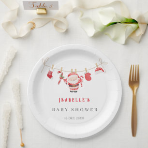 Plato De Papel Chorro de Santa Bebé Fiesta de Bienvenida
