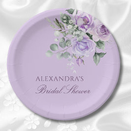 Plato De Papel Chorro Nupcial De Peonía Floral Lila