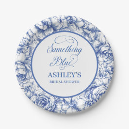 Plato De Papel Chorro Nupcial Floral Azul