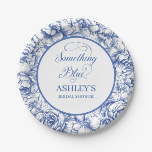 Plato De Papel Chorro Nupcial Floral Azul