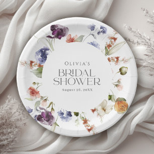 Plato De Papel Chorro Nupcial Floral de Lujo Elegante