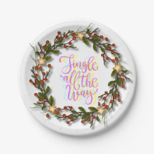 Plato De Papel christams murmuraba el jingle de las campanas plac