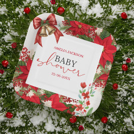 Plato De Papel Christmas baby shower festive