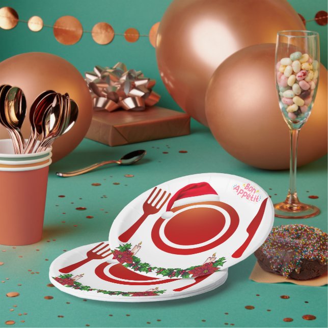 Plato De Papel Christmas Bon Appétit Paper Plate (Multi)