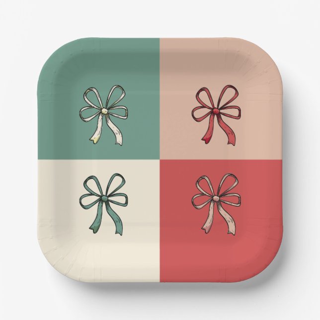 Plato De Papel christmas bow conquette (Anverso)