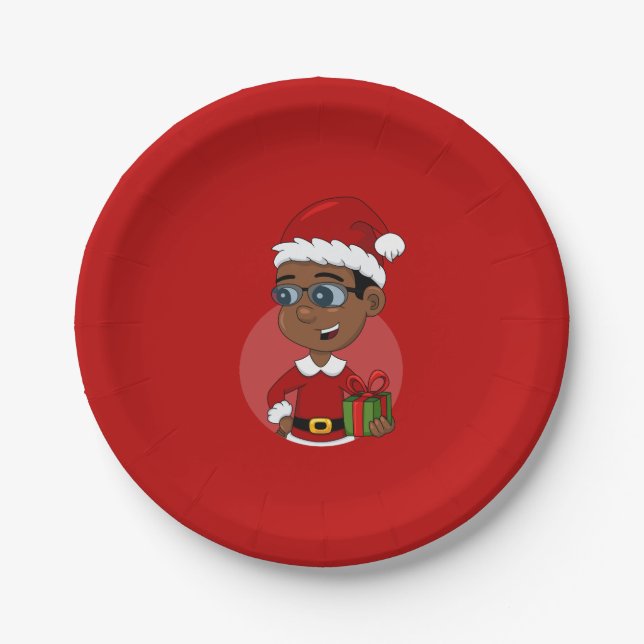 Plato De Papel Christmas boy cartoon paper plates (Anverso)