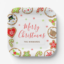 Plato De Papel Christmas Cookies Merry Christmas Red and Green