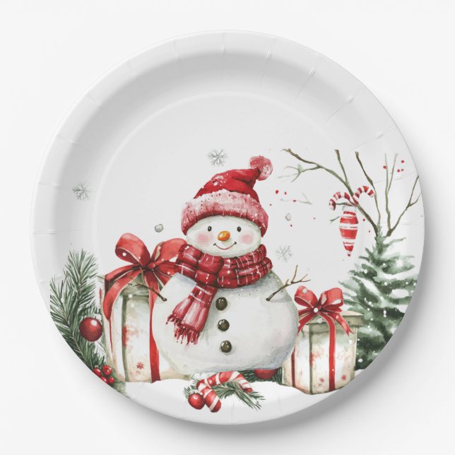 Plato De Papel Christmas Decor with Gifts, Branches, and Candy (Anverso)