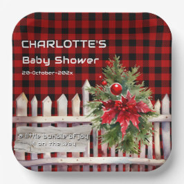 Plato De Papel Christmas Fence Buffalo Plaid Baby Shower