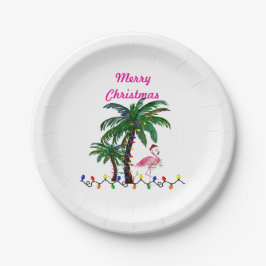 Plato De Papel Christmas flamingos tropical party plates