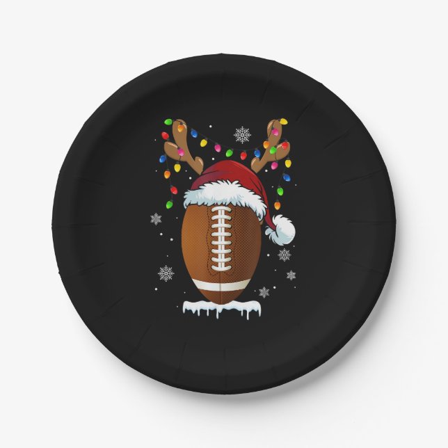 Plato De Papel Christmas Football Ball Lights Funny Boys Men Spor (Anverso)