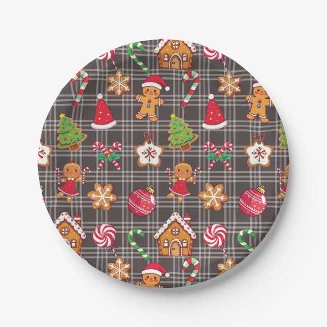 Plato De Papel Christmas Gingerbread Cookies Paper Plates (Anverso)