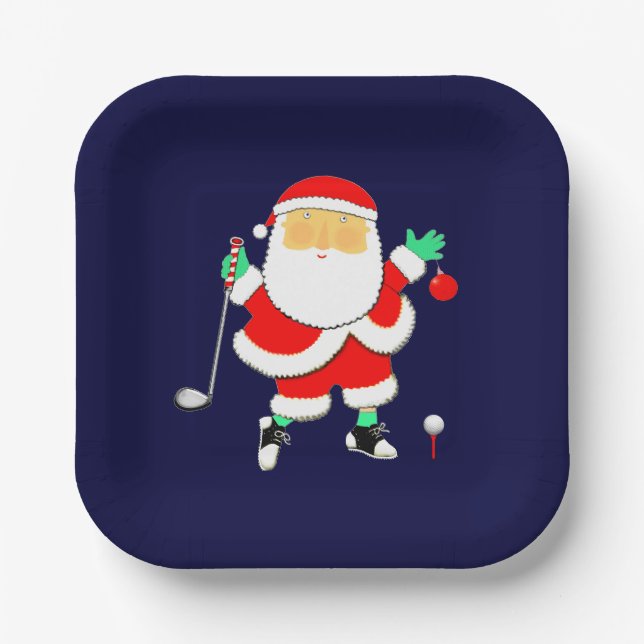 Plato De Papel Christmas Golf Party (Anverso)