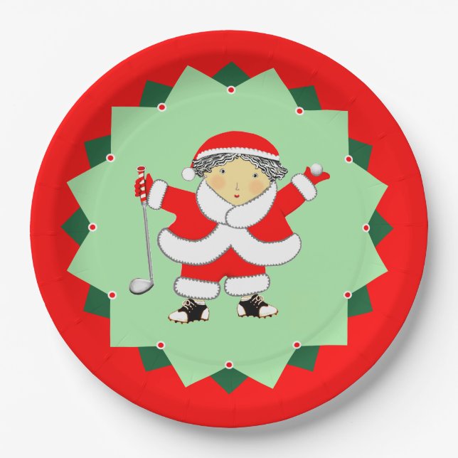 Plato De Papel Christmas Holiday Golf Party (Anverso)