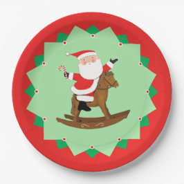 Plato De Papel Christmas Holiday Rocking Horse Paper Plates