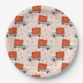 Plato De Papel Christmas Holiday Santa's Mail Truck Paper Plates