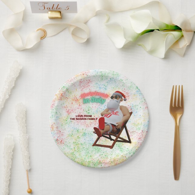 Plato De Papel Christmas in July Santa  (Boda)