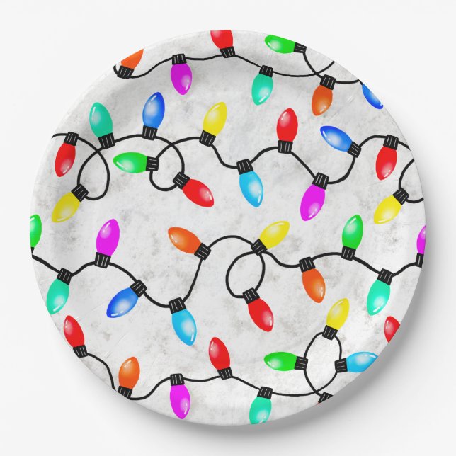 Plato De Papel Christmas Lights In The Snow (Anverso)