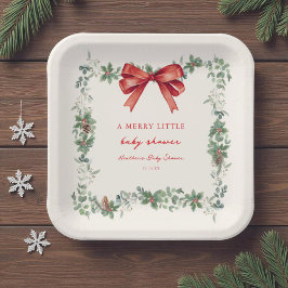 Plato De Papel Christmas Merry Little Baby Shower 