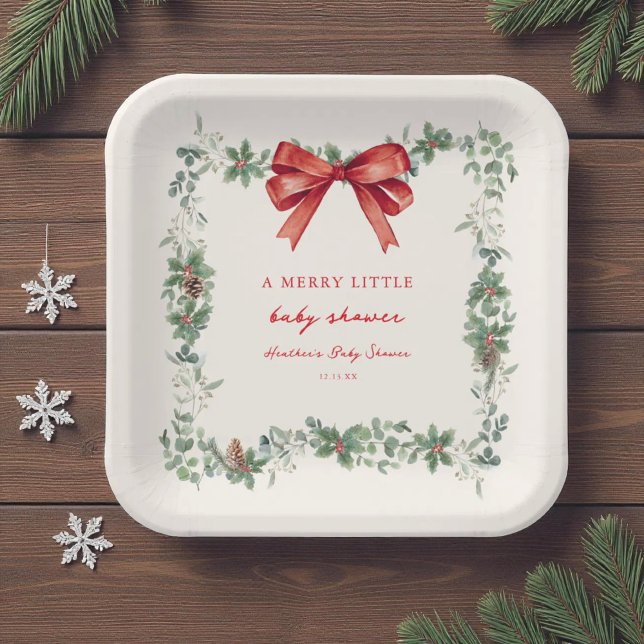 Plato De Papel Christmas Merry Little Baby Shower  (Subido por el creador)