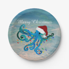 Plato De Papel Christmas octopus coastal Holiday party supply 